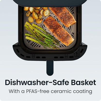 Chefman Crispinator Air Fryer 6-in-1 with 8 Qt capacity, 450°F Max Temp with TurboFry Pro Technology for Fast and Even Results, Viewing Window, Nonstick Ceramic Basket, 10-Pc Liner Starter Pack