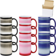 11oz Color Changeable Sublimation Mug 3 Assorted Colors Black, Blue and Red, Packed in White Box, Case of 24