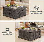 Load image into Gallery viewer, LAUSAINT HOME Farmhouse Lift Top Coffee Table with Large Hidden Storage Compartment, Wood Square Center Table with Lifting Top for Living Room, Home Office, Gray