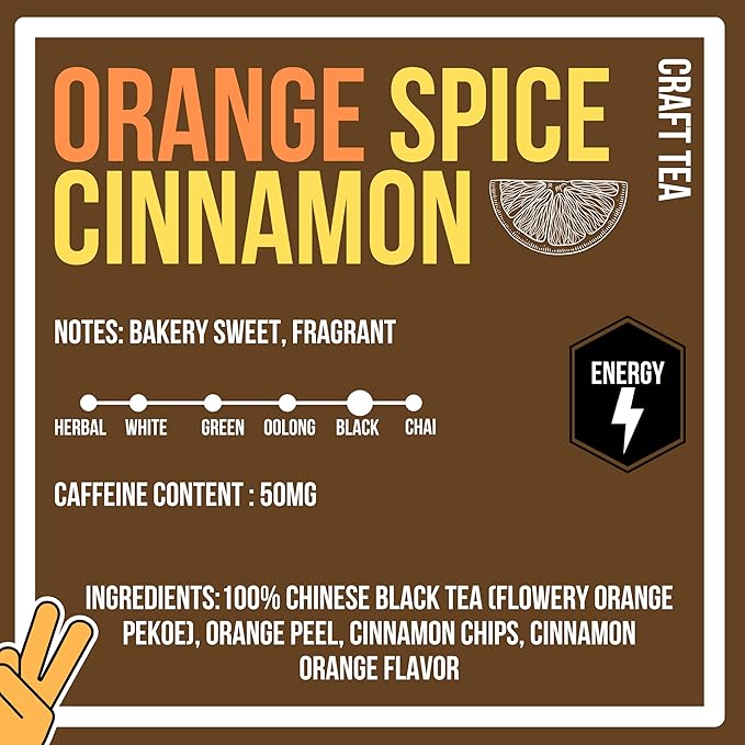 Revival Tea Company Orange Spice Black Tea Bags – Cinnamon Orange Tea Blend with Real Citrus Peel – Caffeinated Herbal-Infused Tea for Energy & Immune Support – Bold Spiced Flavor (24 Count)