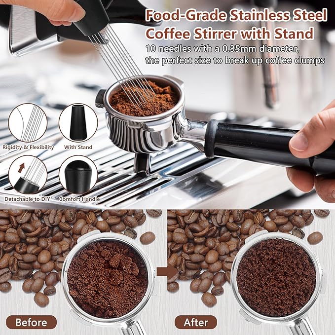 Y-Step 51mm Espresso Tamper Set with 30lb Calibrated Spring Loaded, Espresso Accessories Kit with Coffee Tamper Tool, Coffee Stirrer, Tamper Mat, Spray Bottle, Barista Hand Tamper for Espresso Machine