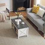 Load image into Gallery viewer, VINGLI Lift Top Coffee Table, Charcoal Top with White Frame, Farmhouse Cross-Sided Design, with Storage Shelf/Hidden Compartment, Gas Lift Mesa De Centro para Sala Pop Up Coffee Table