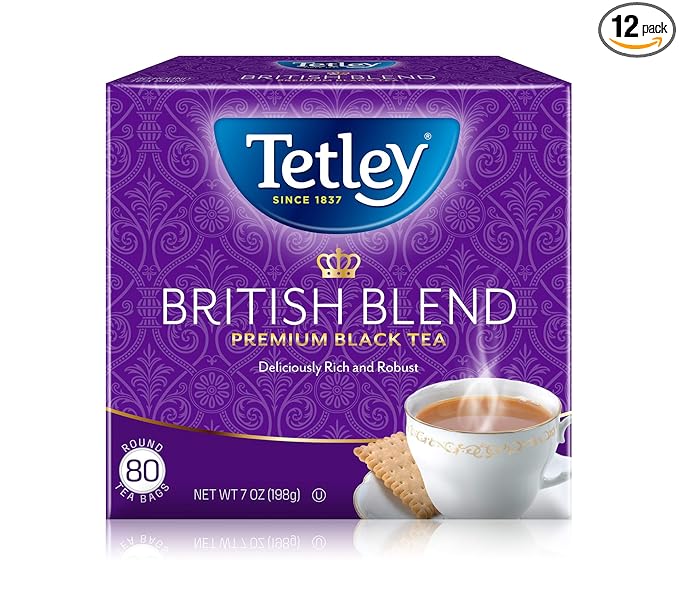 Tetley British Blend Premium Black Tea, Regular, 80 Teabags (Pack of 12)