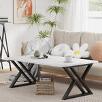 Load image into Gallery viewer, Coffee Table White Living Room Center Table, Simple Modern Faux Marble Rectangular Tea Table with Sturdy Black Metal Frame,Industrial Wooden Coffee Table for Bedroom Home Office