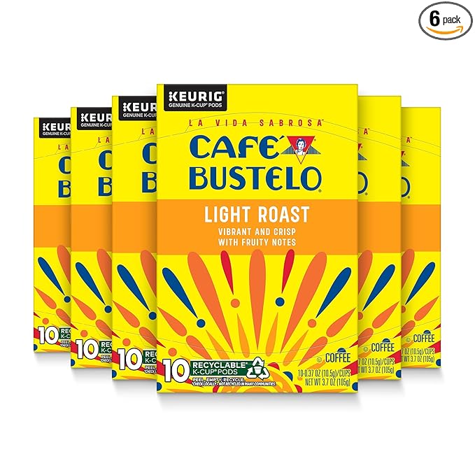 Café Bustelo Light Roast Coffee, 10 Ct. K-Cup pods (Pack of 6)