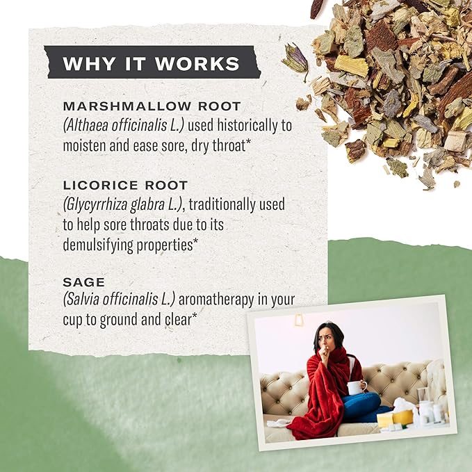 Numi Organic Throat Soother Tea, 16 Tea Bags (Pack of 3), Licorice and Marshmallow Root Tea