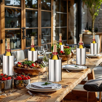 Generic 3 Packs Stainless Steel Double Wall Wine Cooler,Wine Chiller Bucket Champagne Ice Bucket, Fits Most Standard Sized Bottles, Silver