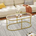 Load image into Gallery viewer, Coffee Table Gold Glass Coffee Tables for Living Room, Oval Table Center Table with Sturdy Metal Frame,Modern Tempered Glass Accent Tables for Bedroom Home Office