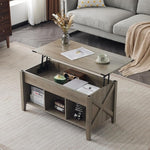 Load image into Gallery viewer, VINGLI Farmhouse Lift Top Coffee Table, Rustic Grey with Storage Shelf/Hidden Compartment, Mesa De Centro para Sala
