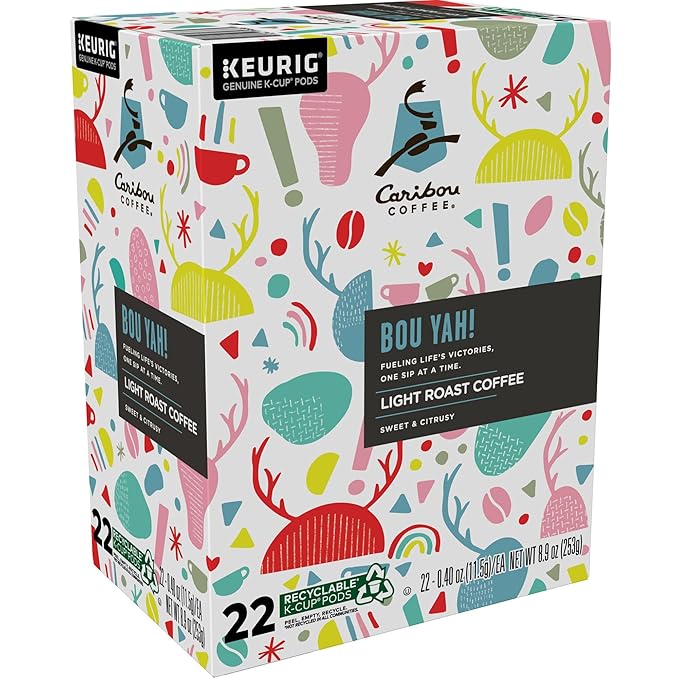 Caribou Coffee Bou-Yah, Keurig Single Serve K-Cup Pods, 22 Count