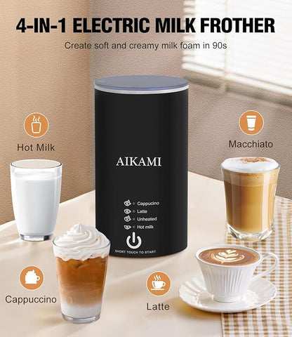 Single Serve Coffee Maker for K Cup & Ground Coffee with Milk Frother, 6 to 14 Oz Brew Sizes, Auto-Off Coffee Machine with Water Reservoir