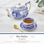 Load image into Gallery viewer, Spode Blue Italian Teapot with Infuser - 40 oz Countryside-Inspired Ceramic Teaware for Afternoon Tea, Earthenware Brunch Tableware, Vintage-Inspired Tea Party Hosting