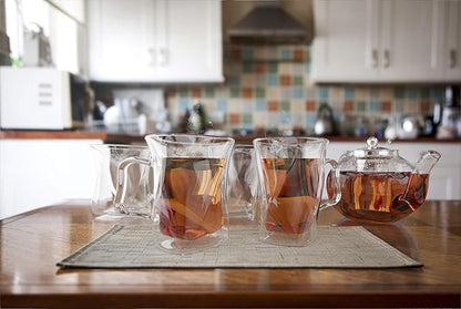 40 Oz Unique Glass teapot Set with 4 double wall insulated Cups, Tea Kettles for Stovetop With Infusers For Loose Tea, Perfect Mom Gift