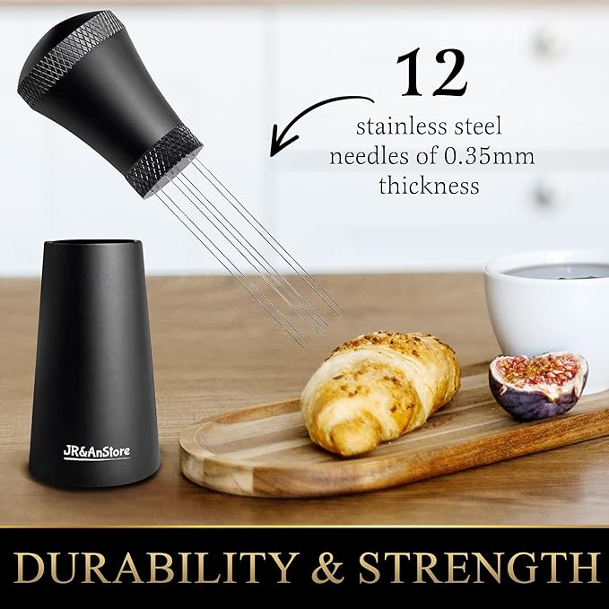 WDT Tool Espresso, WDT Tool, 7 needles 0.35mm with 5 extra, Espresso Distribution Tool, WDT black, Coffee Scoop with Clip 35g, Espresso Tools, Espresso WDT, Espresso WDT Tool,