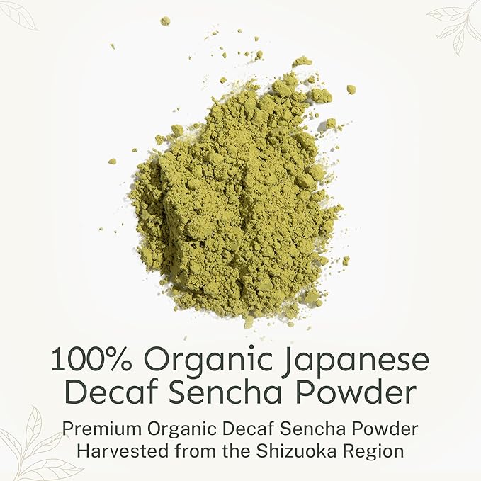 Yu Tea Decaf Organic Sencha Green Tea Powder, 100 Servings | Rich in Antioxidants, EGCG, & L-Theanine | Pure Japanese First Harvest Leaf | Caffeine-Free & Unsweetened | Resealable Pouch, 2.65 oz