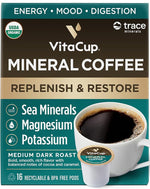 Load image into Gallery viewer, VitaCup Mineral Coffee Pods with Trace Minerals, Hydrate, Replenish &amp; Restore, w/Sea Minerals, Electrolytes, Organic Coffee, Medium Dark Roast, Single Serve Pod Compatible w/Keurig K-Cup Brewers,16 Ct