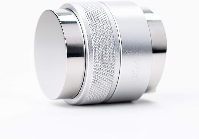 Crema Coffee Products | 45.5mm Coffee Distributor/Leveler & Hand Tamper | Fits Flair Pro and Pro 2 | Double Sided, Adjustable Depth | Beautiful Espresso Hand Tampers (45.5mm) (Silver)