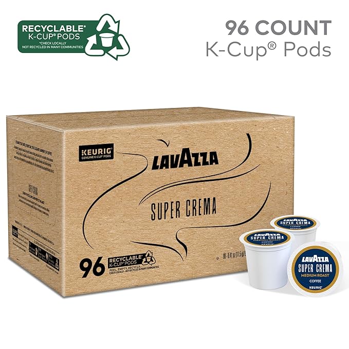 Lavazza Super Crema, Single Serve Keurig® K-Cup® Pods, Medium Espresso Roast Coffee, 96-Count Box