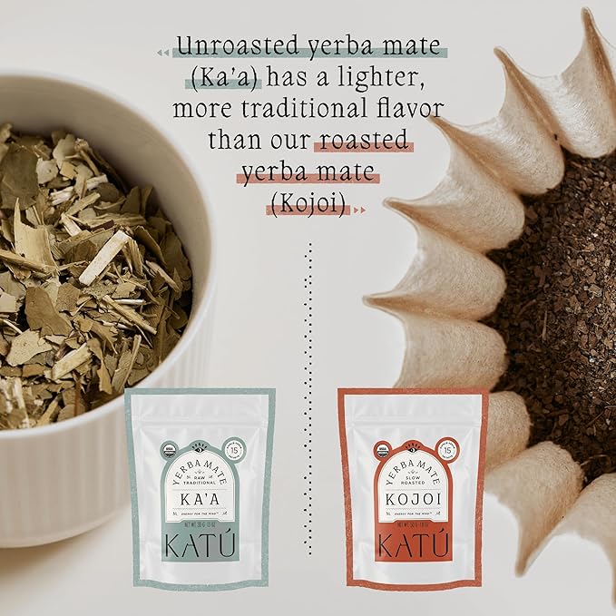 Katú Ka'a Teabags, Premium Organic Raw Yerba Mate Tea, Air-Dried, Unroasted, Smooth Traditional Taste, Natural Energy, 15 Sachets