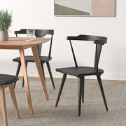 Poly & BARK Mid Century Modern Enzo Black Dining Chair – Solid Oak Wood Splat Back Chair, 18