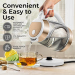 Load image into Gallery viewer, Zulay Kitchen Fast Boiling Electric Water Kettle - 1.7L, 1500W, Auto Shut-Off for Overboil &amp; Boil Dry Protection, Cool-Touch Handle, 360° Base - Rapid Teapot Boiler For Coffee &amp; Tea - White Copper