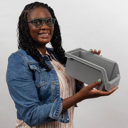 Plastic Containers for Organizing and Storage Bins for Closet, Kitchen, Office, Garage or Pantry Organization, Stackable Bins, Medium (11" x 5" x 5.5"), 8-Pack, Clear