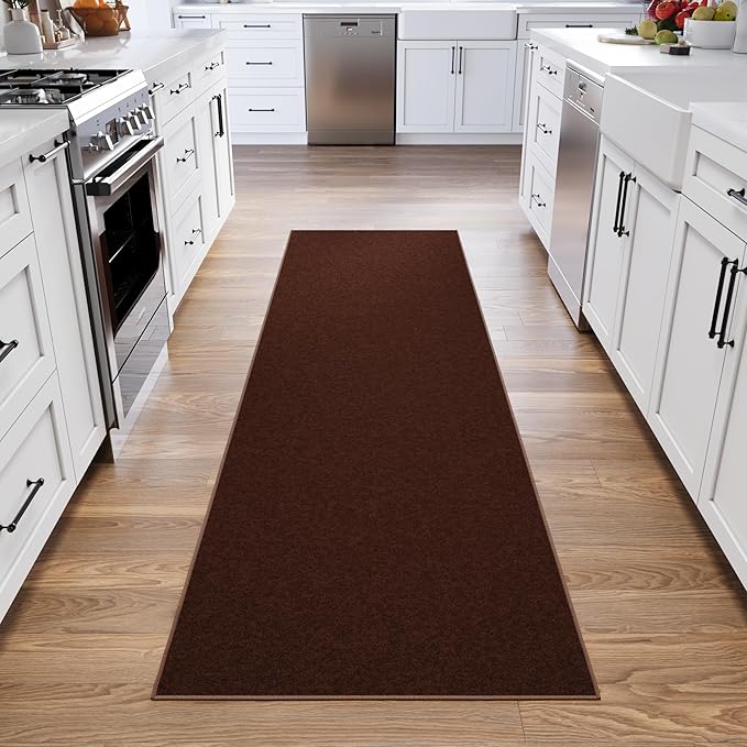 Ottomanson Hallway Runner Rug 2'7" x 9'10" Non Slip Solid Area Rugs Easy to Clean Laundry Rug Runner Durable & Pet Friendly Floor Carpet Runners for Hallways Entryway Living Room Kitchen, Brown