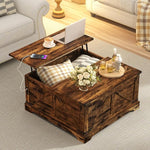 Load image into Gallery viewer, Coffee Table with Hidden Storage, 35.4" W Farmhouse Lift Top Wood Square Center Table with Charging Station, Rustic Cocktail Tables with Flip Top Lids for Living Room, Home Office, Rustic Brown