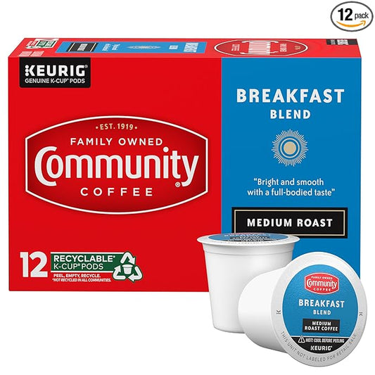 Community Coffee Breakfast Blend, Medium Roast Single-Serve Keurig K-Cup Pods, 12 Count (Pack of 1)
