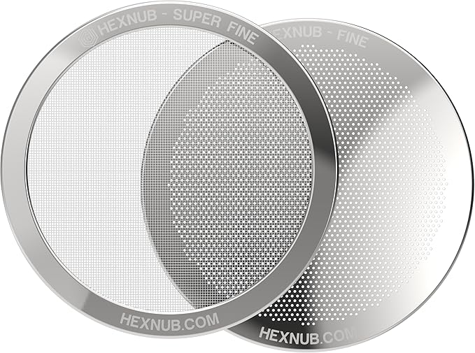 HEXNUB - Reusable Metal Filters for AeroPress Coffee Maker, Stainless Steel Filter Fits AeroPress Original & Go Cafe Press, Fuller Bodied Coffee Than Paper Filters - SILVER 2-PACK