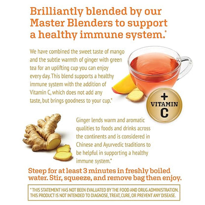 Twinings Superblends Immune Support+ Herbal Tea with Vitamin C, Ginger & Mango Flavoured Green Tea, 16 Tea Bags (Pack of 6), Naturally Caffeine-Free, Enjoy Hot or Iced, 96 Teabags