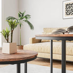 Load image into Gallery viewer, Round Coffee Table Set of 2 for Living Room,Black Small Coffee Table Living Room Table,Nesting Tables Metal Frame/Wood,Sturdy/Easy Assembly,Stacking Side Tables Bedroom,Rustic Brown