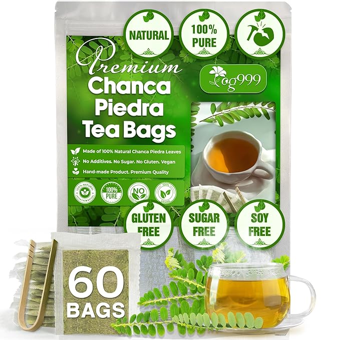 TOG999, 60 Tea bags Dried Chanca Piedra Leaves, Chanca Piedra Tea “Stone Breaker” 100% Natural & Pure. Made with Natural Material Tea Bags. No Sugar, No Caffeine, No Gluten, Vegan.
