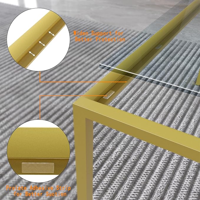 Glass Coffee Table Modern Center Table,Minimalist Coffee Table Sofa Side Tea Table for Living Room,Tempered Glass-top with Sturdy Metal Frame, Easy Assembly,26.4 x 26.4 x 15.7 Inches, Gold