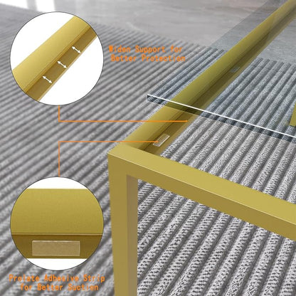 Glass Coffee Table Modern Center Table,Minimalist Coffee Table Sofa Side Tea Table for Living Room,Tempered Glass-top with Sturdy Metal Frame, Easy Assembly,26.4 x 26.4 x 15.7 Inches, Gold