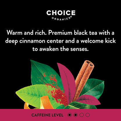 Choice Organics - Organic Spicy Cinnamon Chai Tea (3 Pack) - Rainforest Alliance - Contains Caffeine - 48 Organic Black Tea Bags