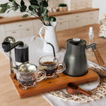 Load image into Gallery viewer, SOTECH Portable Coffee Maker Set Tea Set And Tray; Manual Grinder; Stainless Steel Scoop &amp; 2 Glass Cups and Wooden Tray