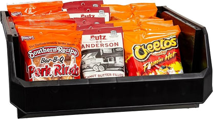 Plastic Containers for Organizing and Storage Bins for Closet, Kitchen, Office, Garage or Pantry Organization, Stackable Bins, Extra Large (14.8" x 16.5" x 7"), 4-Pack, Black