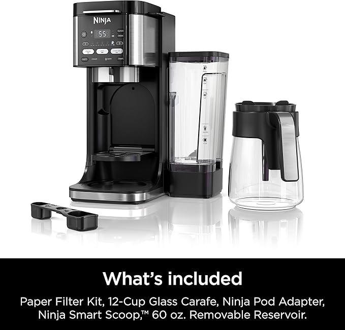 Ninja | Drip Coffee Maker | DualBrew Pro Hot & Iced Coffee Machine | Use with K-Cup Coffee Pods | 3 Brew Styles (Classic, Rich, & Iced) | 60oz Removable Reservoir & Dishwasher Safe | Black | CFP101