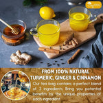 Load image into Gallery viewer, 30 Bags Premium Turmeric Ginger Cinnamon Tea, Improve Digestion, Support Brain, Weight, Skin and Sleep, Eco-Conscious Tea Bags and Premium Natural Ingredients. Turmeric Ginger Herbal Tea. No Sugar, No Caffeine, No Gluten, Vegan.
