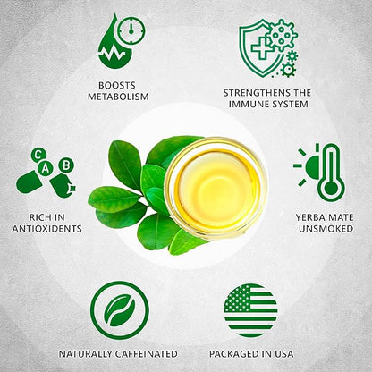 Yerba Mate Tea - Green Cut & Sifted - Unsmoked Energy Boost - 300 Tea Bags - Packed with Nutrients - Your Perfect Coffee Replacement