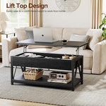 Load image into Gallery viewer, Lift Top Coffee Table,Lift Coffee Tables with Storage Shelf and Large Hidden Compartment for Living Room,Lifting top Coffee Table for Small Space,Black