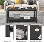 Load image into Gallery viewer, EXCEFUR Black Coffee Table, Modern Rustic Wood Center Table for Living Room, Industrial Rectangle Cocktail Tea Table with Storage Shelf