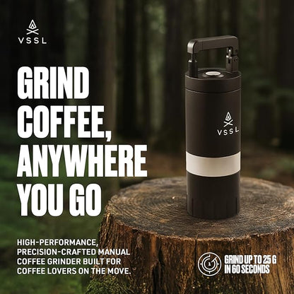 Java G25 Coffee Manual Coffee Grinder, Up To 25 Gram Capacity, Stainless Steel Conical Burr, Black