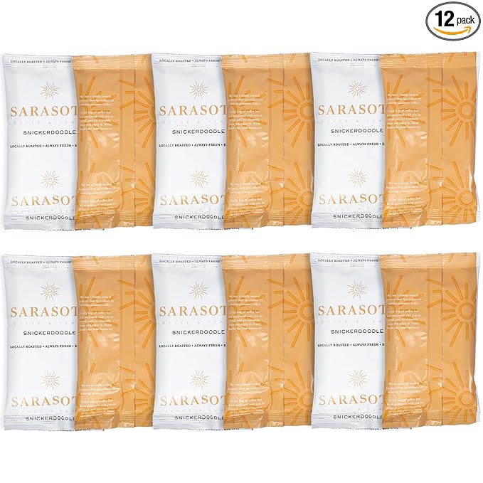 Snickerdoodle Sugar Cookie Ground Packs – Gourmet Medium Roast Fractional Packets | Low Acid Mold-Free 2 oz Single-Pot Pouches for 12-Cup Brewers | Bulk Flavored Portion Packs, 12 Count – Sarasota