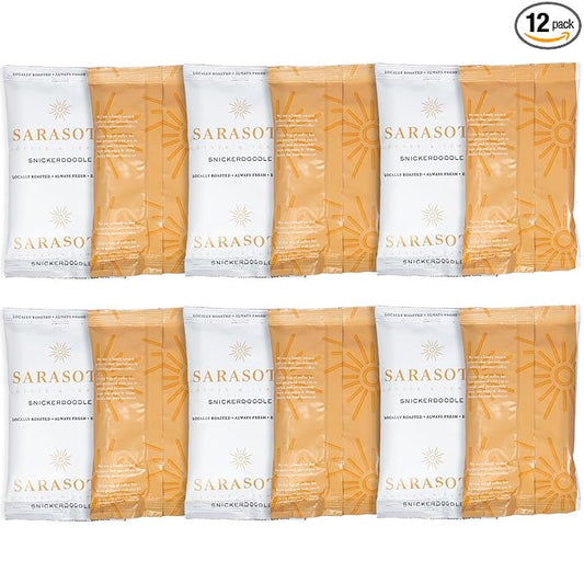 Snickerdoodle Sugar Cookie Ground Packs – Gourmet Medium Roast Fractional Packets | Low Acid Mold-Free 2 oz Single-Pot Pouches for 12-Cup Brewers | Bulk Flavored Portion Packs, 12 Count – Sarasota