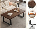 Load image into Gallery viewer, HSH Rustic Walnut Coffee Table, 39” Mid Century Modern Center Table, Rectangle Industrial Living Room Coffee Table, Simple Farmhouse Wood and Metal Tea Coffee Tables for Home Bedroom, Walnut, 39 in