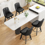 Load image into Gallery viewer, Swivel Bar Stools with Backs, 24" Counter Height Barstools Set of 4, PU Leather Upholstered Counter Bar Stools with Solid Wood Legs for Kitchen Island, Home Bar, Black