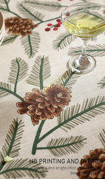 Load image into Gallery viewer, Designer Christmas Beige Linen Small Rectangular Tablecloth,Pinecones Pattern Indoor Tablecloths,Washable Decor Table Cloth for Dining Thanksgiving Kitchen Christmas,55"*71"-Carol B