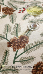 Load image into Gallery viewer, Designer Christmas Beige Linen Extra Long Tablecloth Rectangle,Pinecones Pattern Indoor Table Cloths,Washable Decor Tablecloths for Dining Thanksgiving Kitchen,67"*118"-Carol B